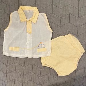 Yellow and White 2-Piece Sleeveless Baby Outfit